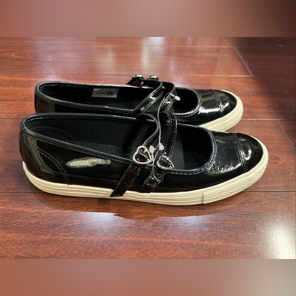 Womens 8.5 Converse Dainty Mary Jane Slip Black Patent Leather Valentines Day #1 - Picture 4 of 16